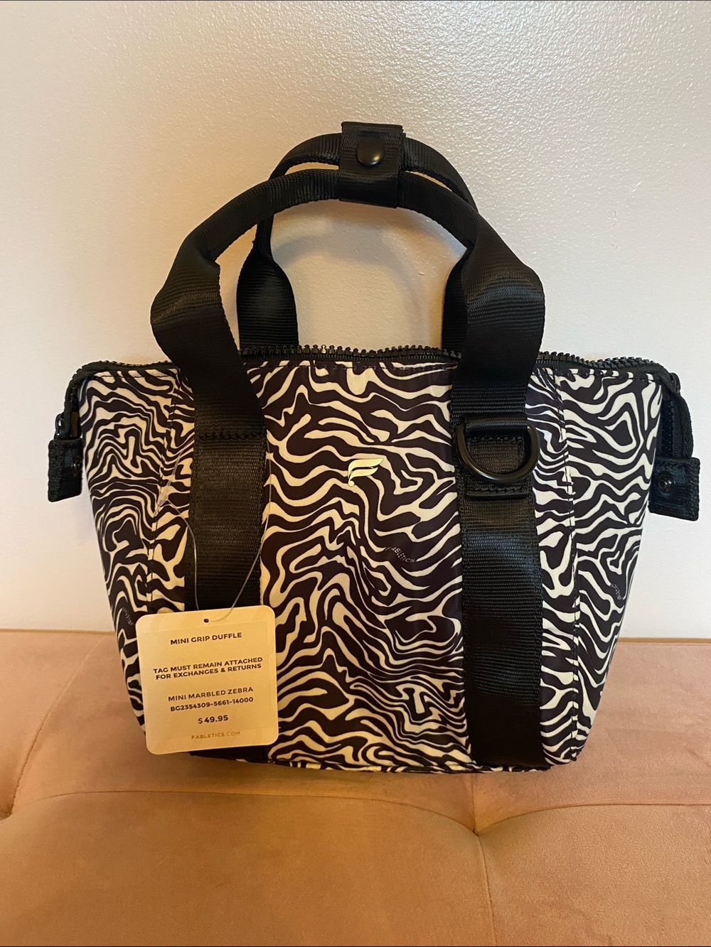 Fabletics Mini Duffle Bag - Black & White Zebra